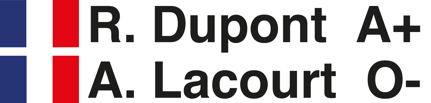 Nom Pilote + copilote drapeau au choix avec Groupe sanguin