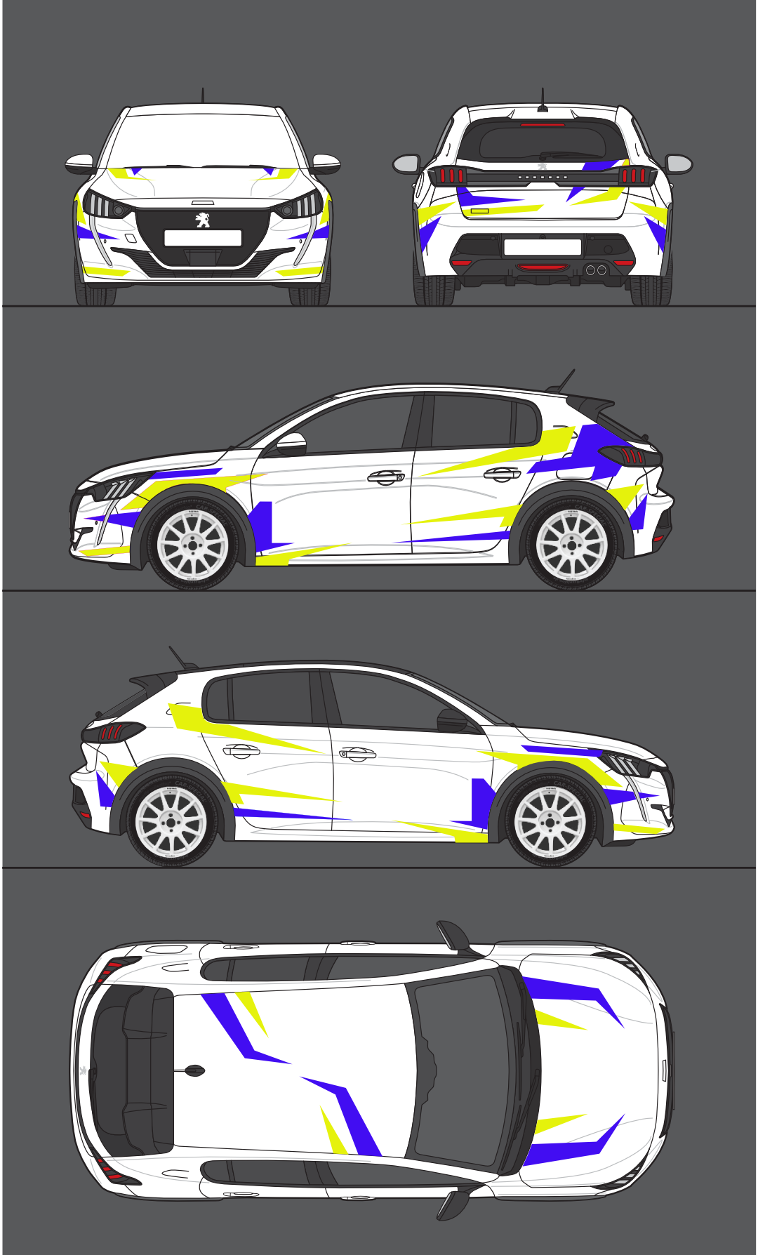 Kit déco rallye Jaune fluo ou jaune et bleue