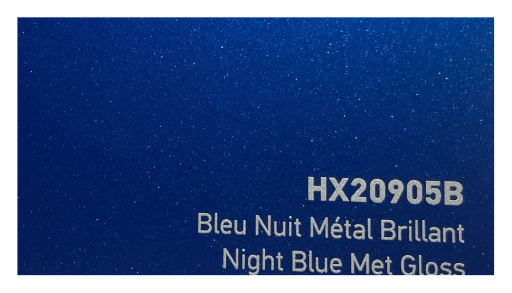 covering de marque Hexis bleu nuit metal brillant